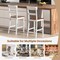 Costway Wooden Bar Stool Set of 4 Bar Chairs with LVL Rubber Wood Frame, Backrest, Footrest Black/White